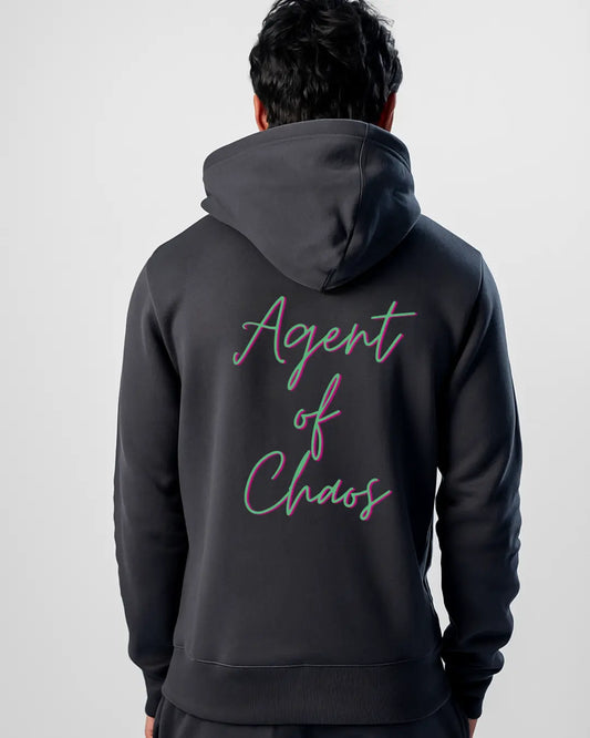 Hoodie with 'Agent of Chaos' text