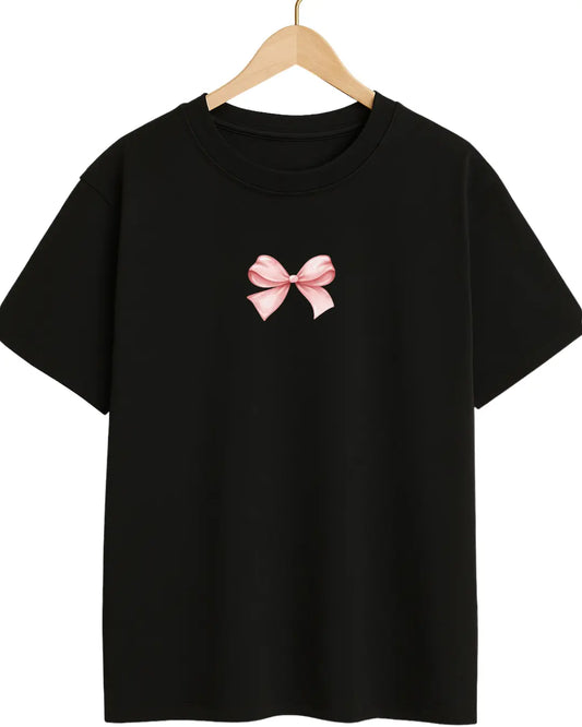 Pink Bow Graphic T-shirt - Women Special
