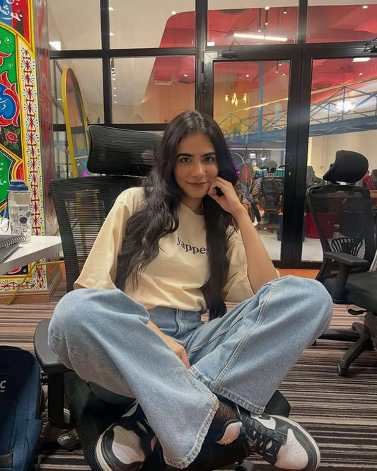 Shanzay wearing yapper tee